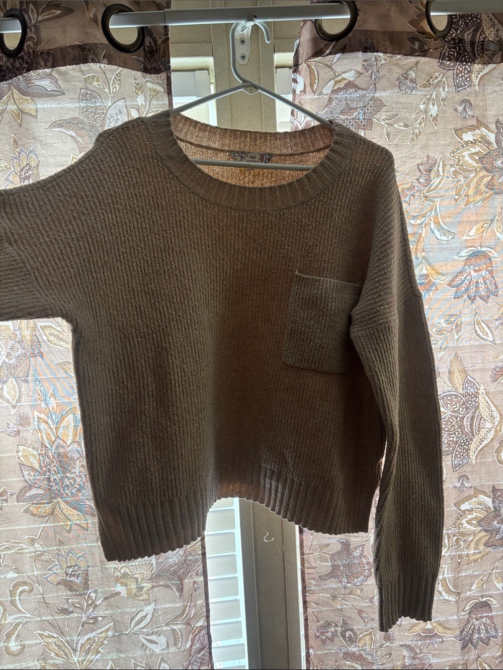 Cozy Ribbed Pocket Sweater in Brown | Boutique Sweater | Pink Republic